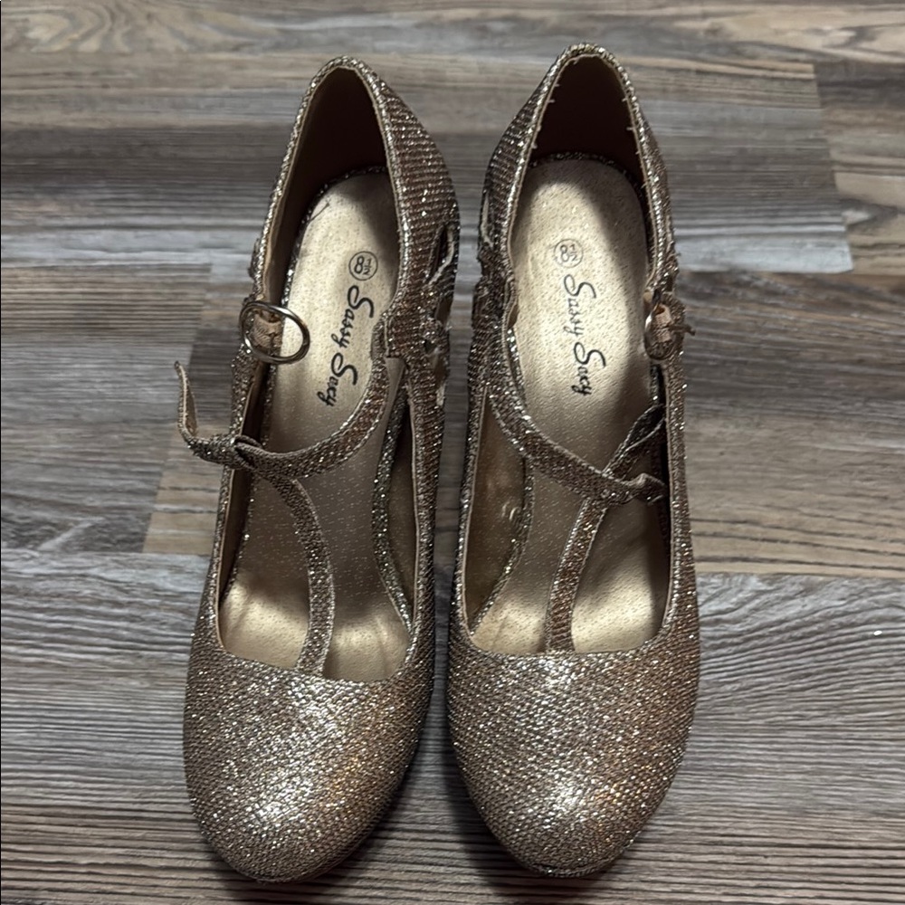 Gold Glitter Mary Jane Heels